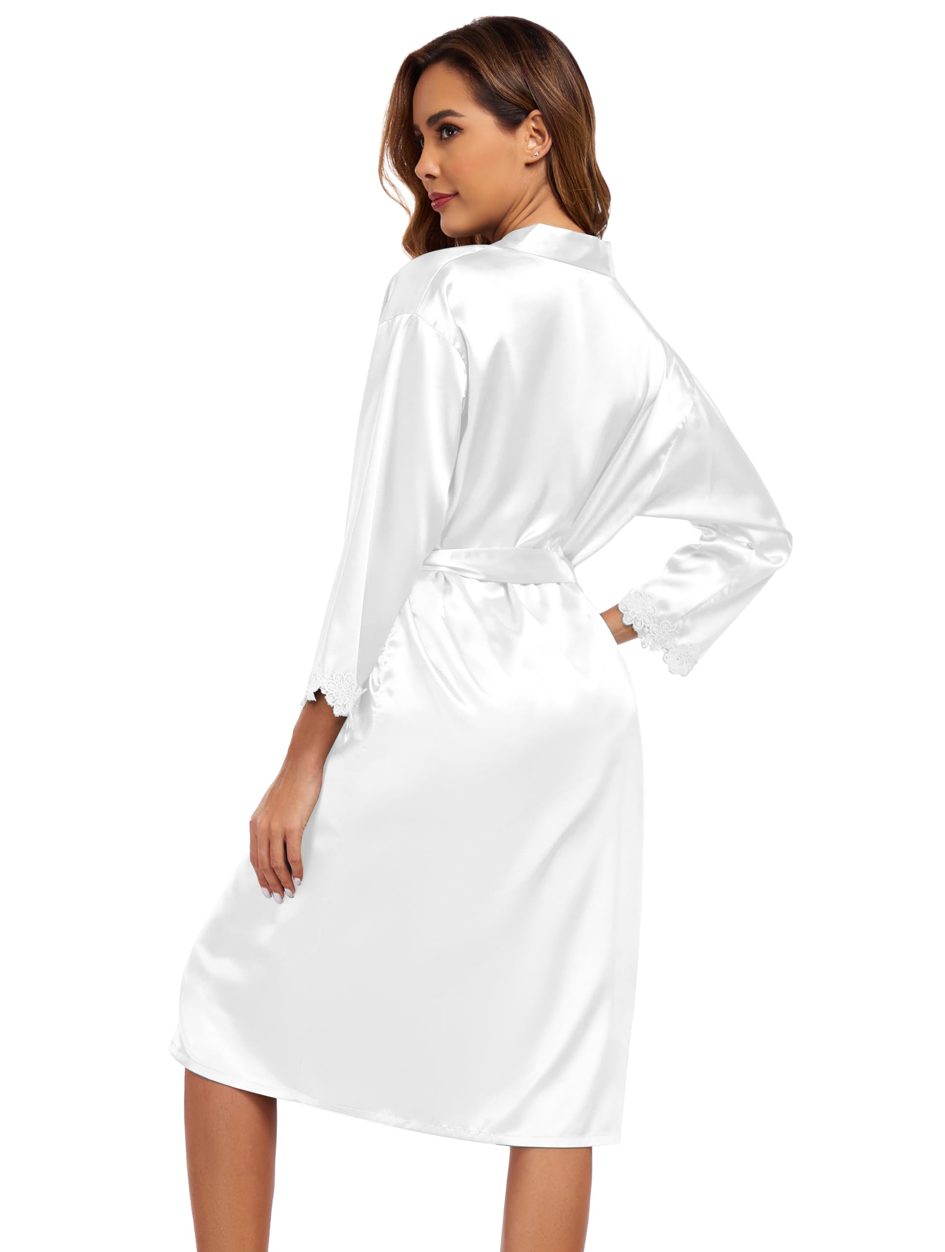VintageClothing Women's Silk Robe Set with Nightgown 2 Pieces Lace Pajamas Sets Sexy Satin Robe with V Neck Camisole Lingerie - Image 5