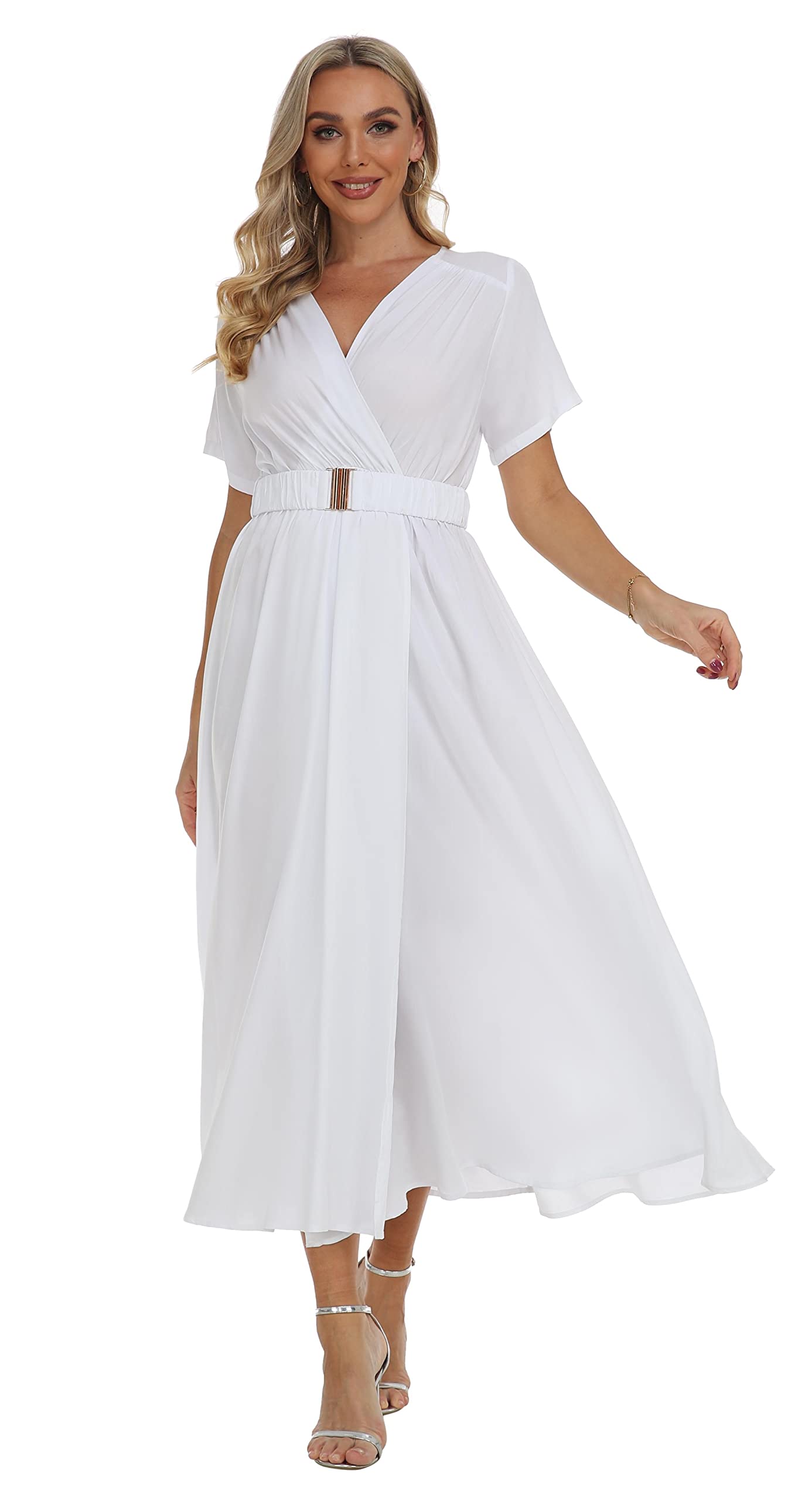 VintageClothing Womens Floral Summer Dresses Wrap V Neck Casual Boho Long Dress Flowy Maxi Beach Wedding Guest Dresses 2024 - Image 5